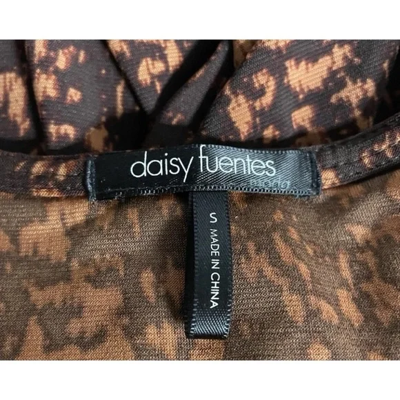 Daisy Fuentes Faux Wrap Dress Womens Size Small Long Sleeve Rust Brown - Picture 5 of 5